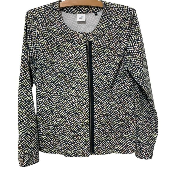 Cabi | Moto Jacket Cliffside Long Sleeve Pockets Geometric Workwear- Size Medium - Picture 1 of 9